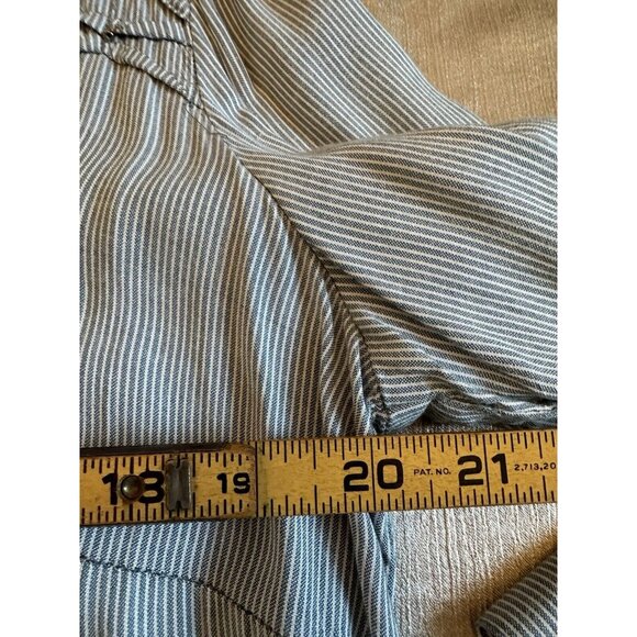 Bandolino Womens Blouse Sz Medium Long Sleeve Striped V Neck Blue White Preppy - Picture 8 of 9